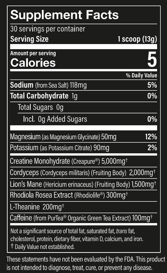 HYBRYD Supplement facts label with nutritional information and ingredient list